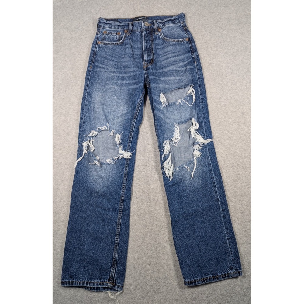 Aeropostale‎ Women Jeans 6 Reg 90s Baggy Straight Loose Distressed High Rise 29"